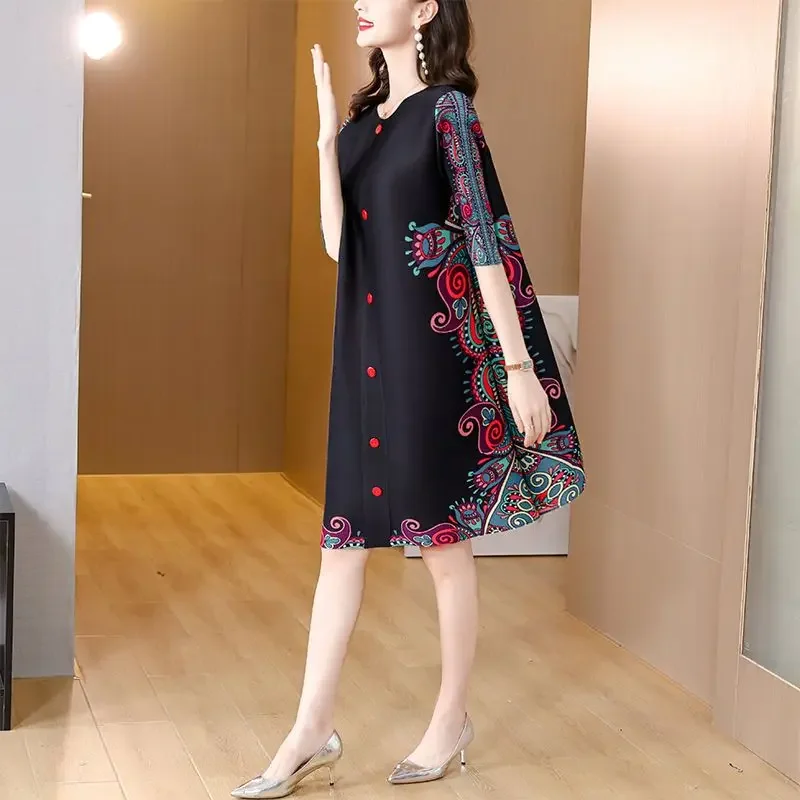 Plisowana wiosenna i jesienna sukienka dla nowej mamy Duży luźny, wąski kardigan Sukienka Boho Sukienka LOOSE