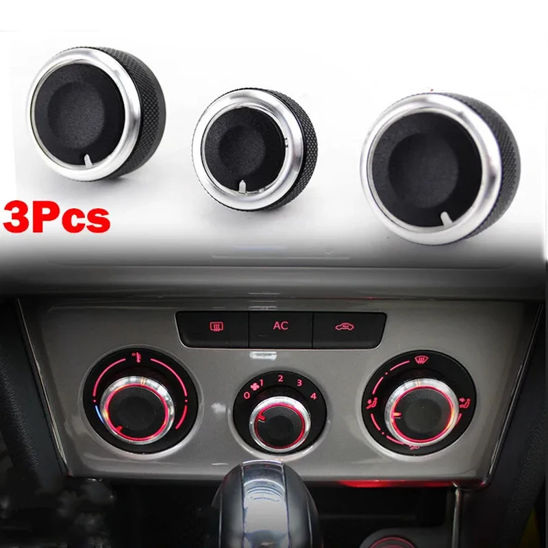 

3Pcs Car Air Conditioner Heater Control Knob Switch Cover Decor Air Conditioning Knobs For Vw Caddy 2k Golf Mk5/6 Passat B6