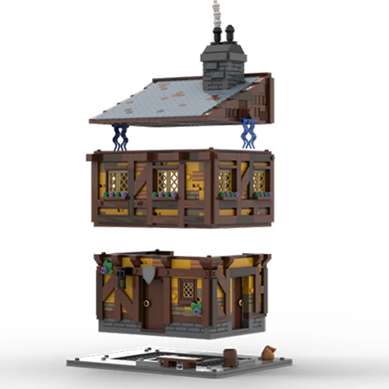 1590 個 MOC 中世の家 1 歴史的、素朴で詳細な DIY モデルビルディングブロック誕生日おもちゃギフト