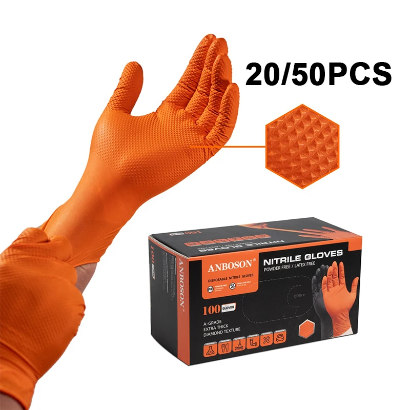 Non-slip Nitrile Gloves, 20/50pcs Multifunctional Perfect For Car Repair, Food Prep, Hair Dyeing & More, Waterproof