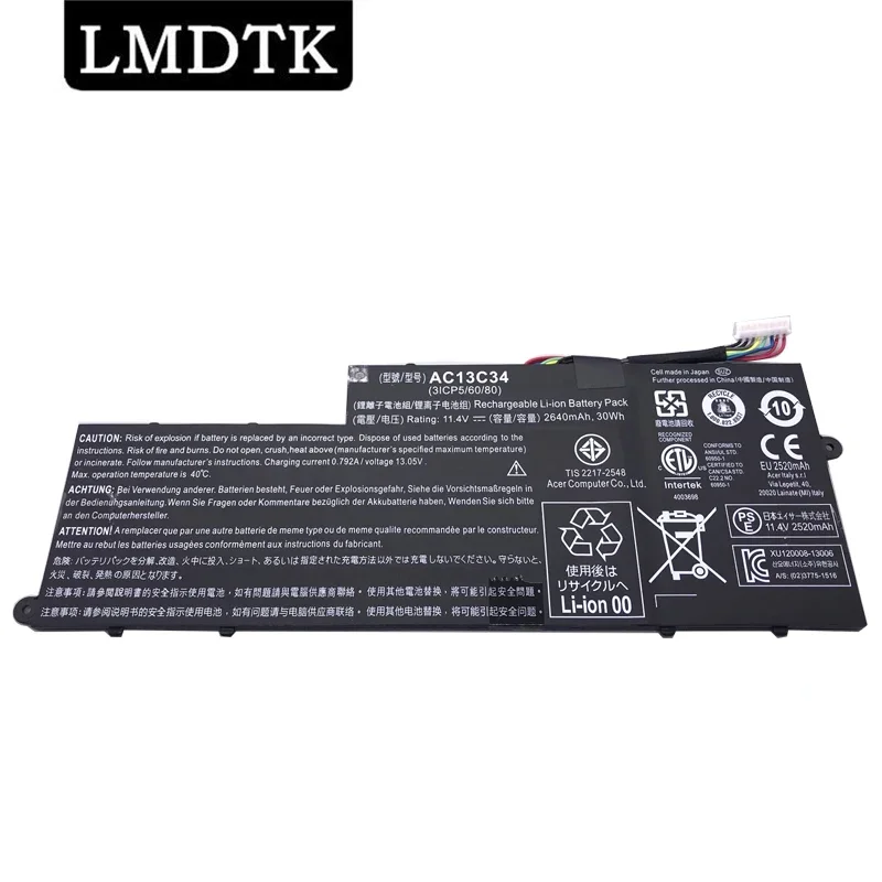 LMDTK New Laptop Battery For Acer Aspire V5-122P 132 E3-111 112 ES1-111M MS237 KT.00303.005 AC13C34