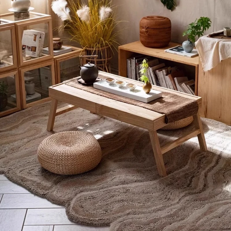 

Складной журнальный столик из ясеня, скандинавский чайный столик с татами для гостиной, универсальный эркерный стол, минималистичная мебель для дома