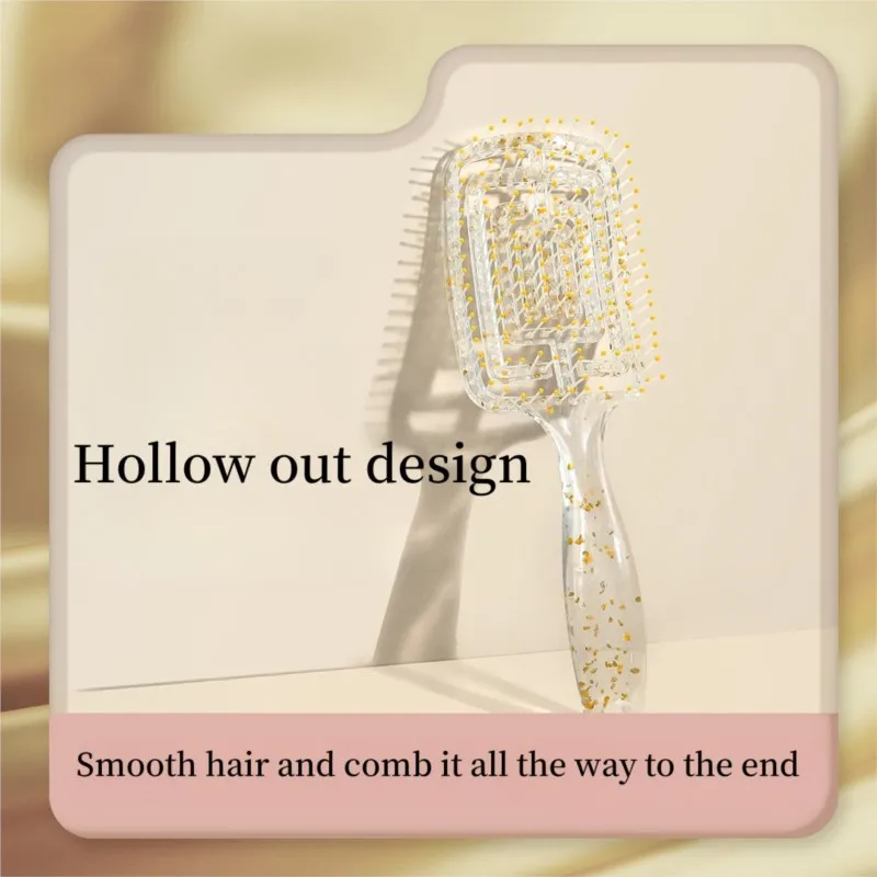 Bone Comb Transparent Glitter Plastic Hollow Comb  Household Women's Long Hair Curly Hair Hairdressing Styling Hair Massage Comb