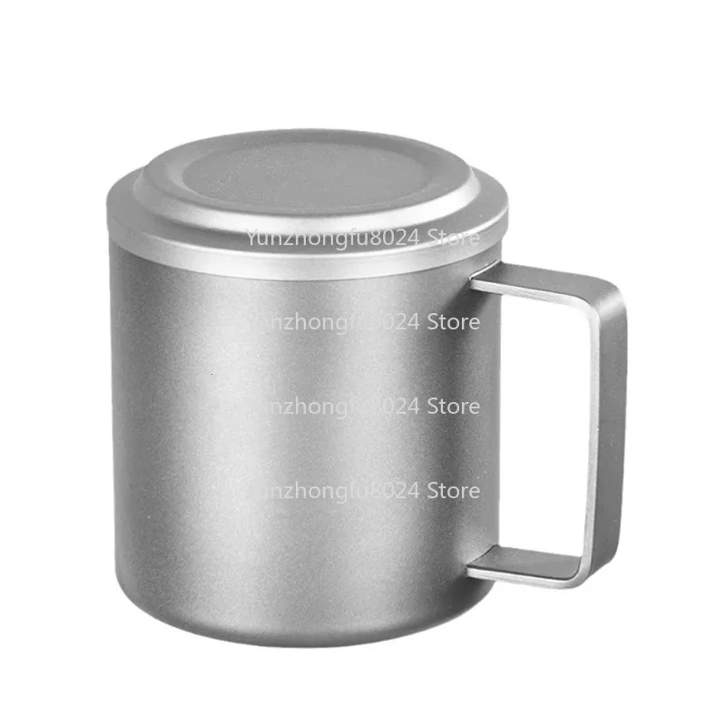 Portable Double-layer Anti-scalding Titanium Cup Travel Tea Set with Filter, Suitable for Outdoor Camping