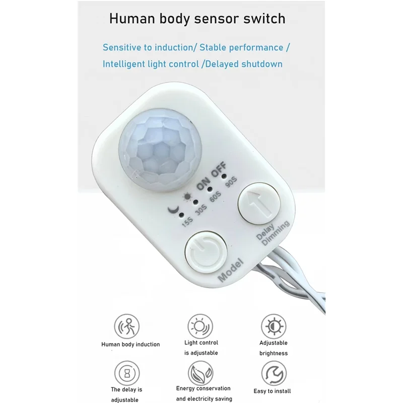 HHO-DC 5V-24V USB Powered Body Infrared PIR Motion Sensor Detector Switch For LED Light Strips Human Detection