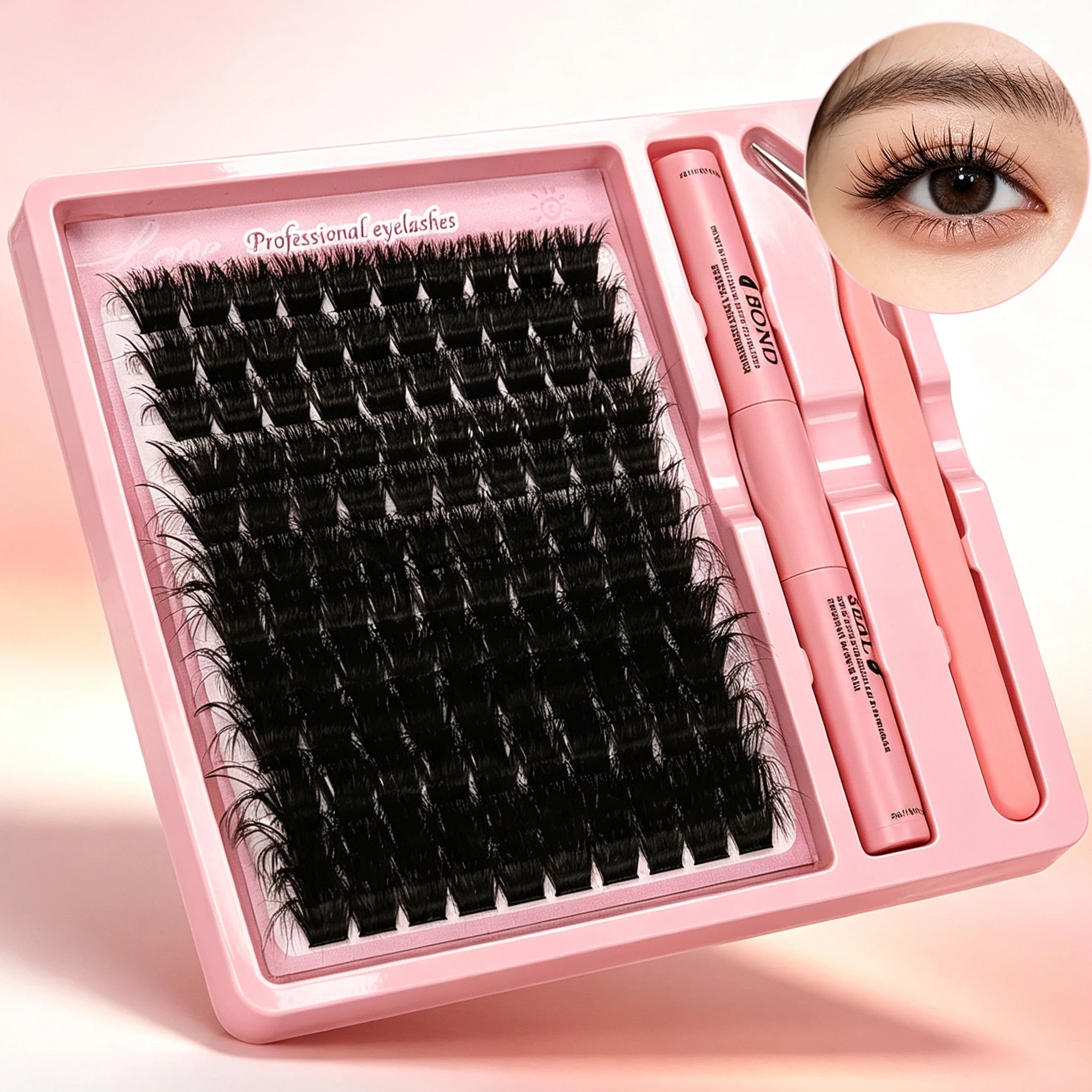 DIY Cluster Lash Extension Kit D Curl Individual Lashes Clusters Set With Lash Bond Glue And Tweezers Reusable False Eyelashes