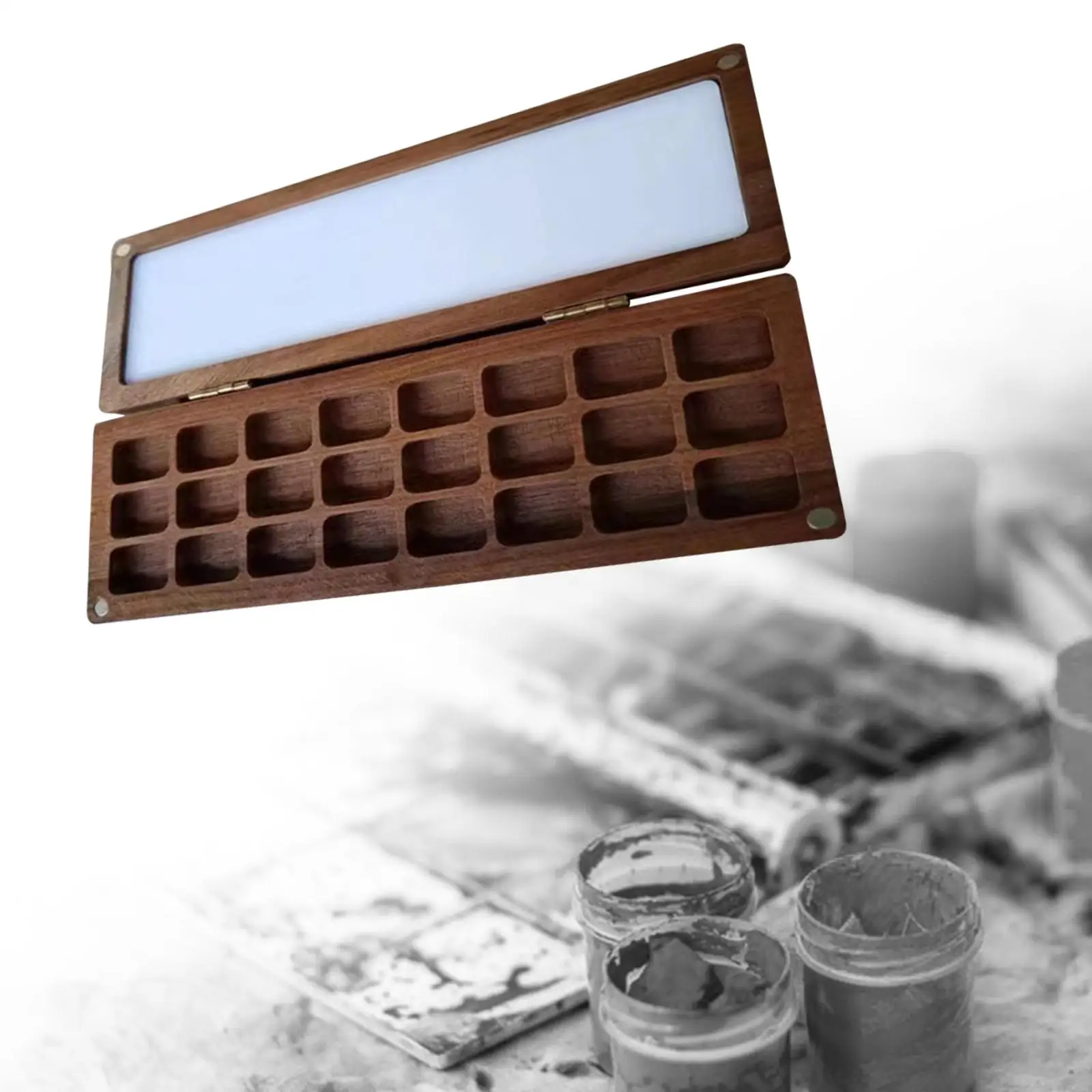 

Лоток для краски по дереву, 24 сетки с зоной для смешивания и акварельной палитрой с крышкой