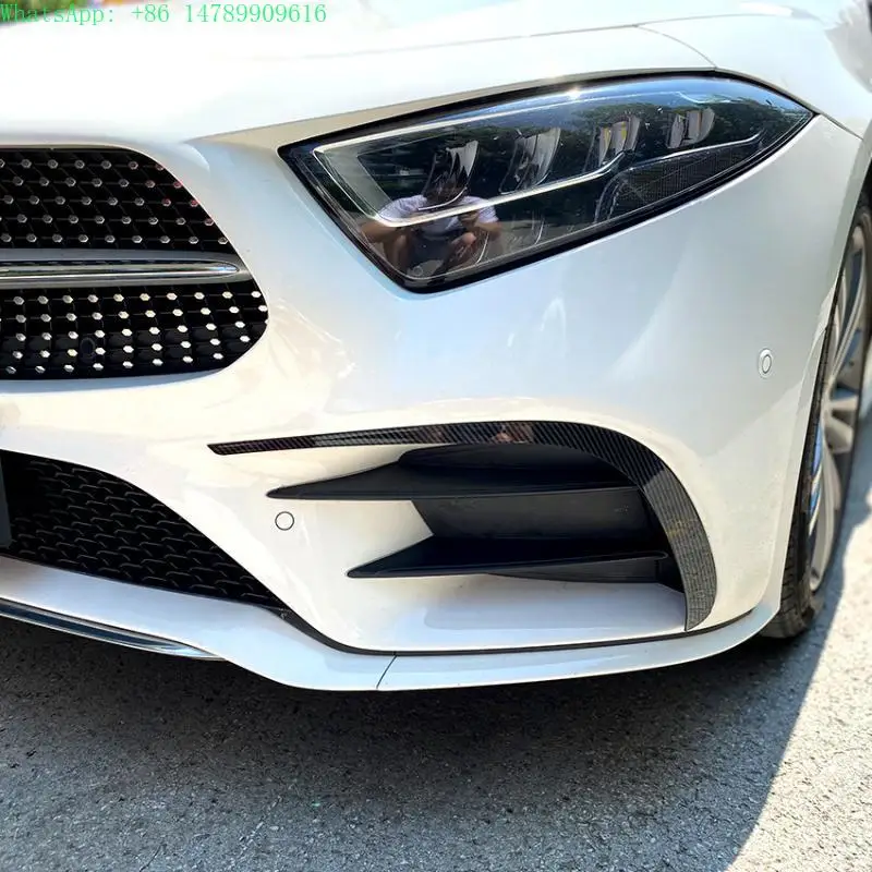 YOMDO Eye Ministry Outline Front Bumper Canards Body Kits Fog Lamp Covers Trim Carbon Fibre for - CLS Class C257