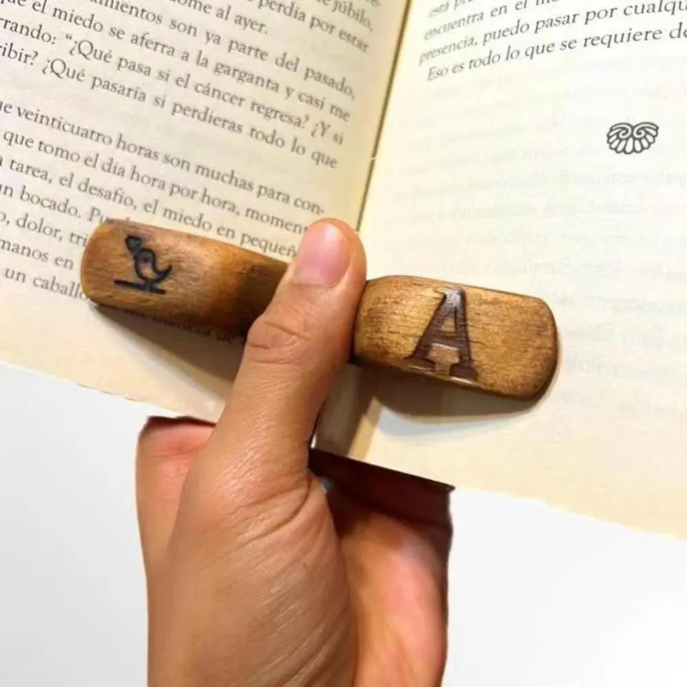 Marcapáginas creativo con un solo mano para lectura, práctico soporte de página de libro de madera, herramientas de ayuda para lectura rápida, amantes de los libros de oficina