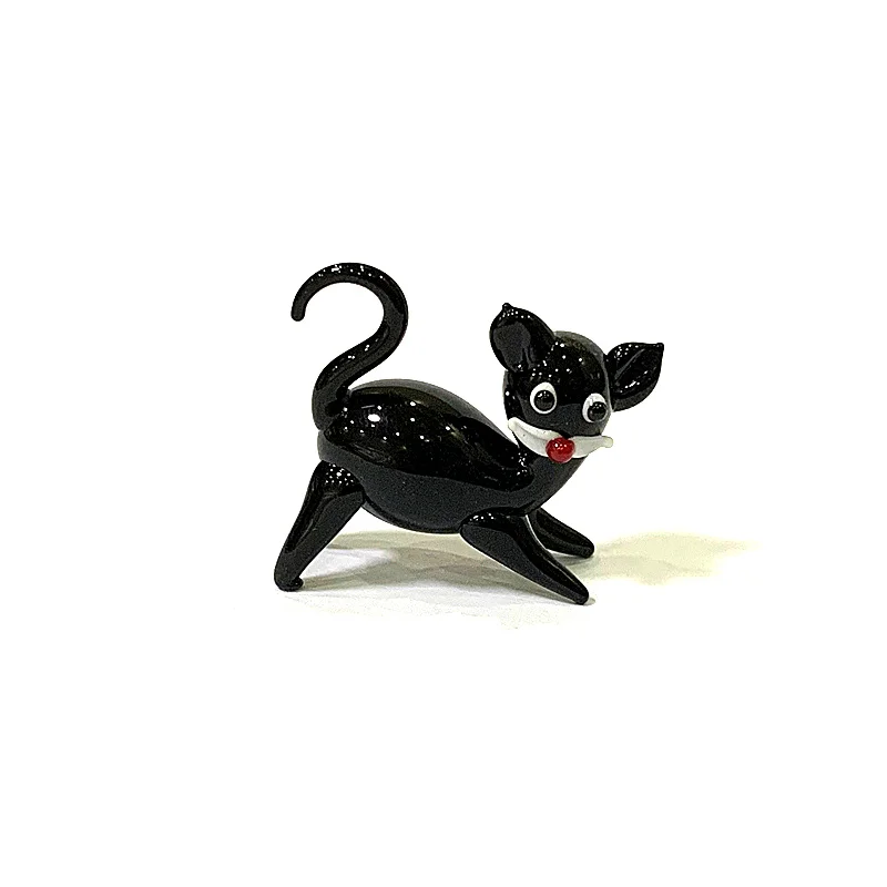 Estátua de gato de vidro minúscula artesanal de diferentes estilos Estátua de animais bonitos peças de decoração de mesa de casa sala de estar coleção de presente de ano novo festivo para as crianças