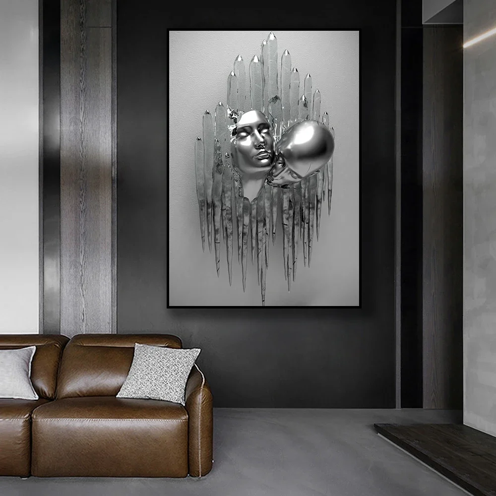 مجردة المعادن صورة الجدار ملصق فني زوجين الشمال البوب جدارية ديكور المنزل قماش اللوحة صورة طباعة غرفة المعيشة الديكور