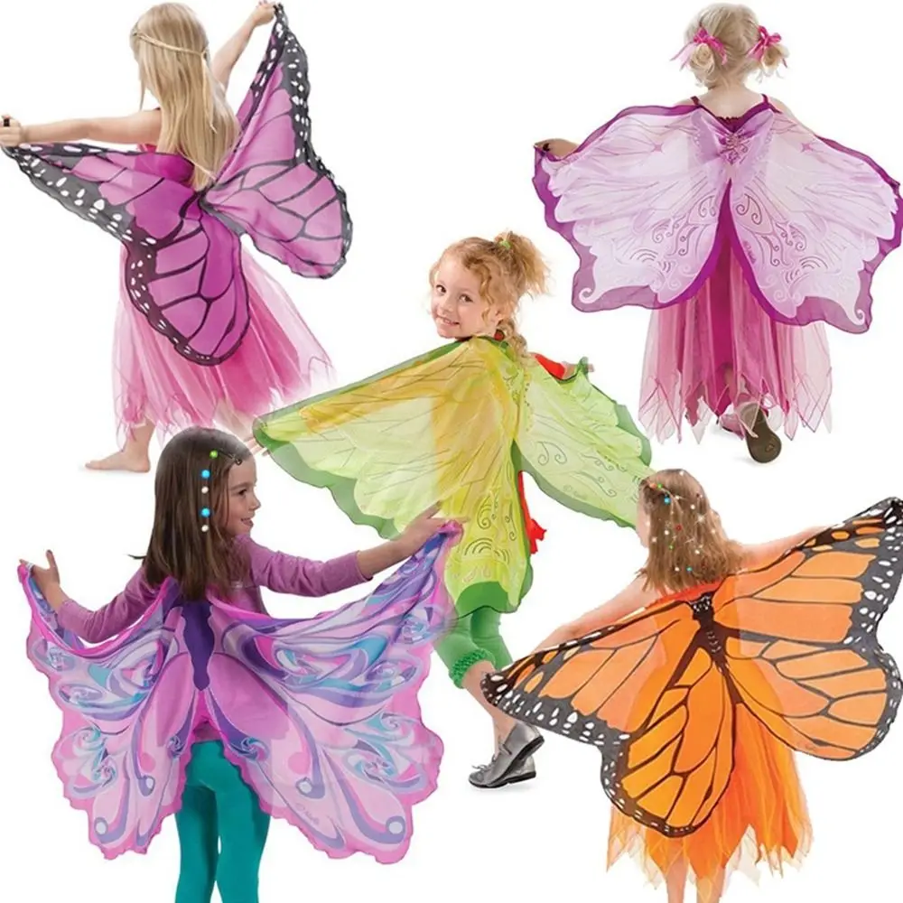 Mode Chiffon Schmetterling Flügel Cape Maske Leistung Elf Engel Flügel Umhang Fee Bühne Kostüme Schmetterling Kostüm Halloween