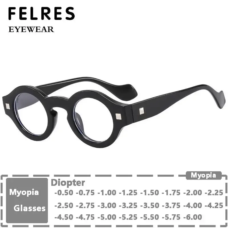 

Men Women Round Anti Blue Light Nearsighted Glasses Small Frame Glasses Stylish Drive Myopia Glasses Prescription Myopia Glasses