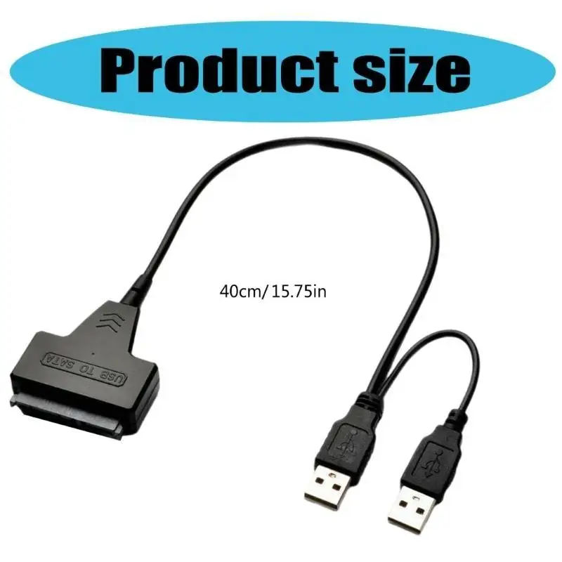 Y1ub Efisien USB ke kabel SATAS untuk menghubungkan 2.5 inci HDD/SSD ke laptop, termasuk port daya untuk drive yang lebih