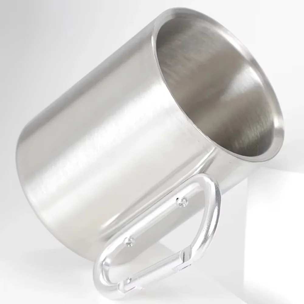 Outdoor-Camping-Reisebecher aus Edelstahl mit Karabinerhaken-Griff, Picknick-Wasserbecher, Outdoor-Reise-Wanderbecher, tragbarer Becher – Detail 10