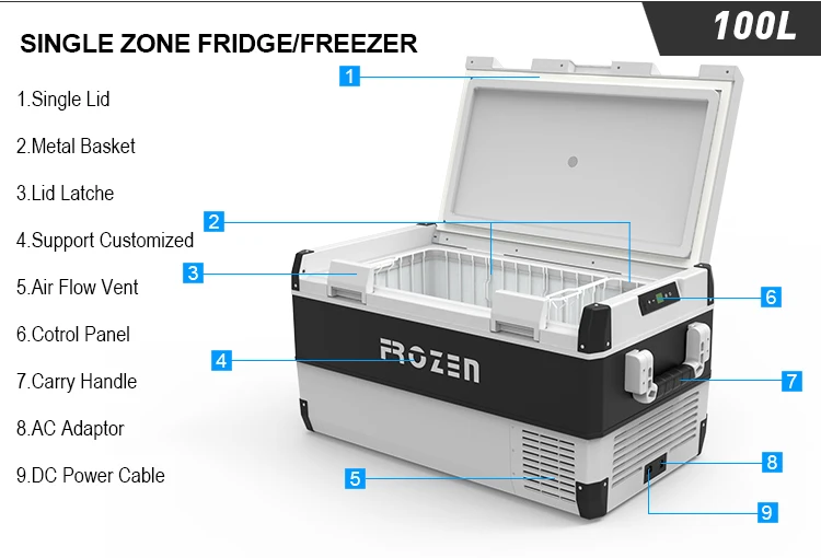 for 100 Liters Camping Fridge Freezer 12 Volt Car Refrigerator with Compressor 12V/24V AC DC Single Zone Car Cooler i