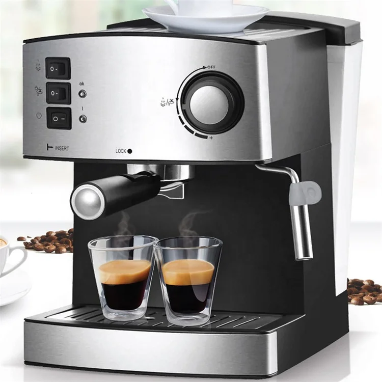 Hot Sale Stainless Steel Steam Pod Ground Milk Foam High Pressure 20bar 1.6L Electric Cappuccino Espresso Coffee Machine Maker