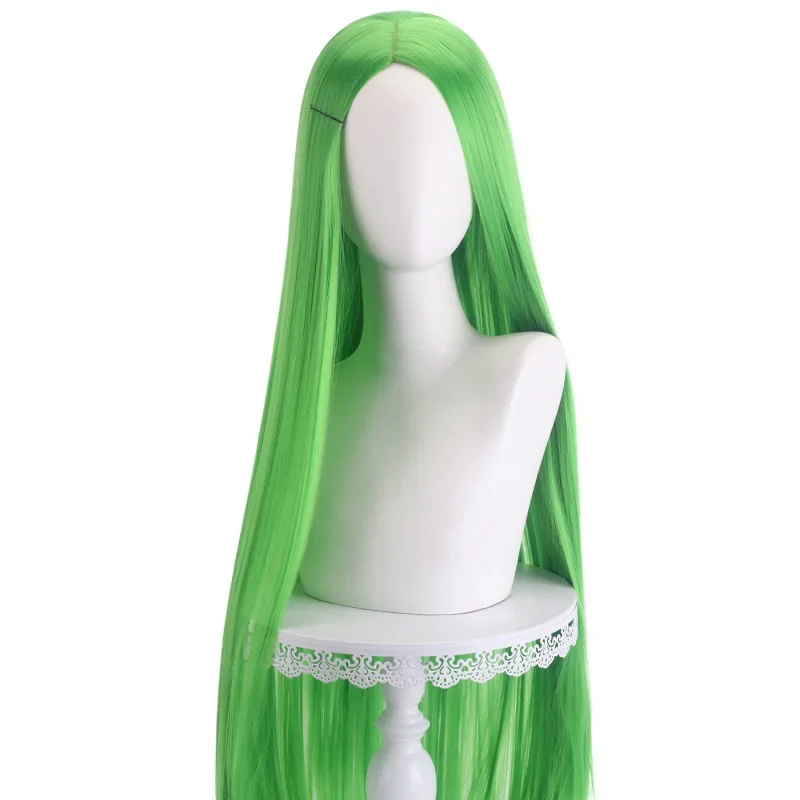 Lange gerade Cosplay-Perücke, 100 cm, Mittelscheitel, zentraler Split, blond, rosa, rot, lila, hitzebeständige Kunsthaar-Perücken