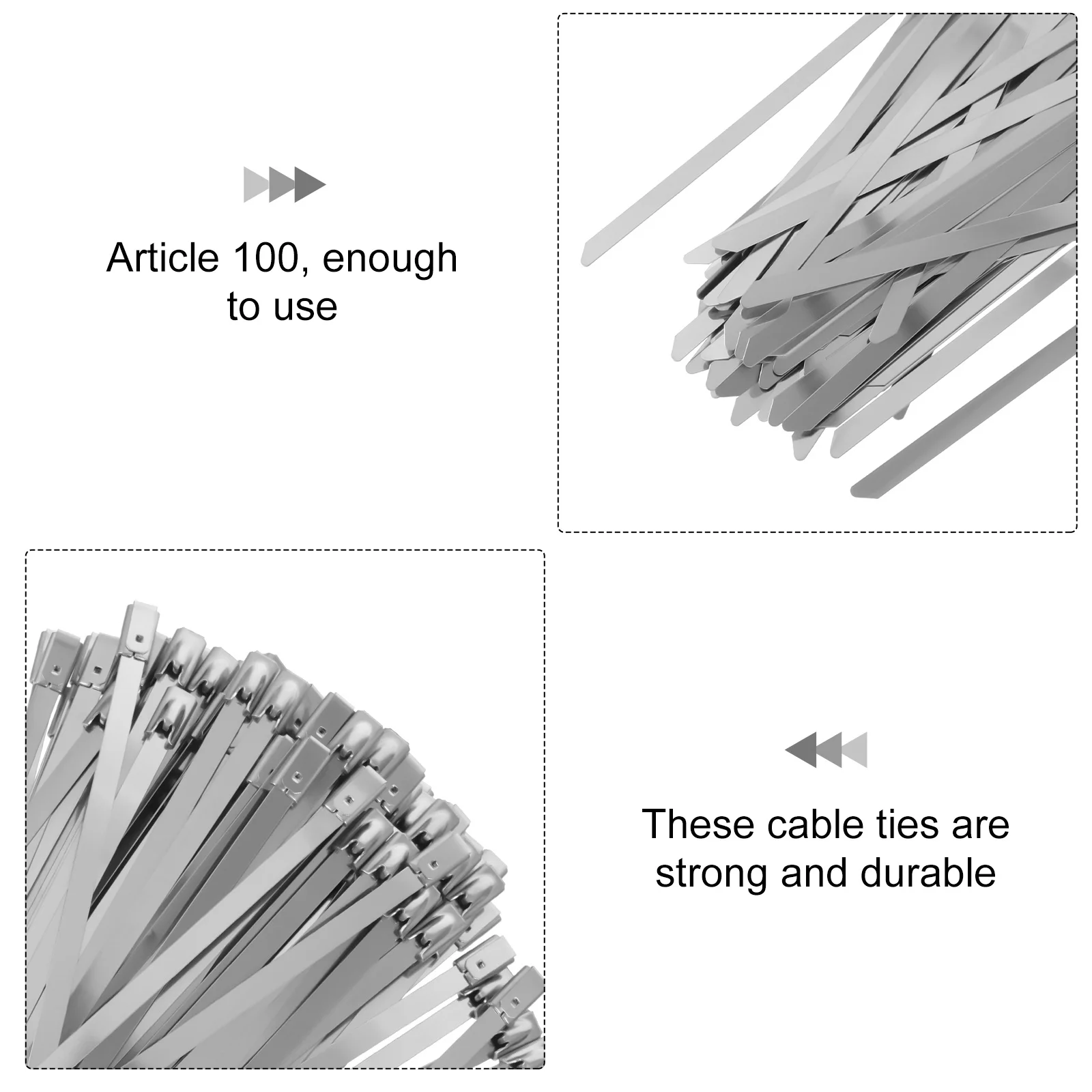 

100Pcs Stainless Steel Cable Ties Efficient Cable Organizers Easy to Install No Combustion Risk for Neat Wiring