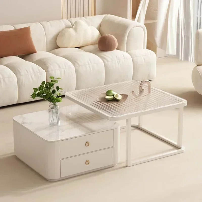 Simple Modern Coffee Table Luxury Storage Bedroom Low Coffee Table White Minimalist Meubles De Salon Living Room Furniture White