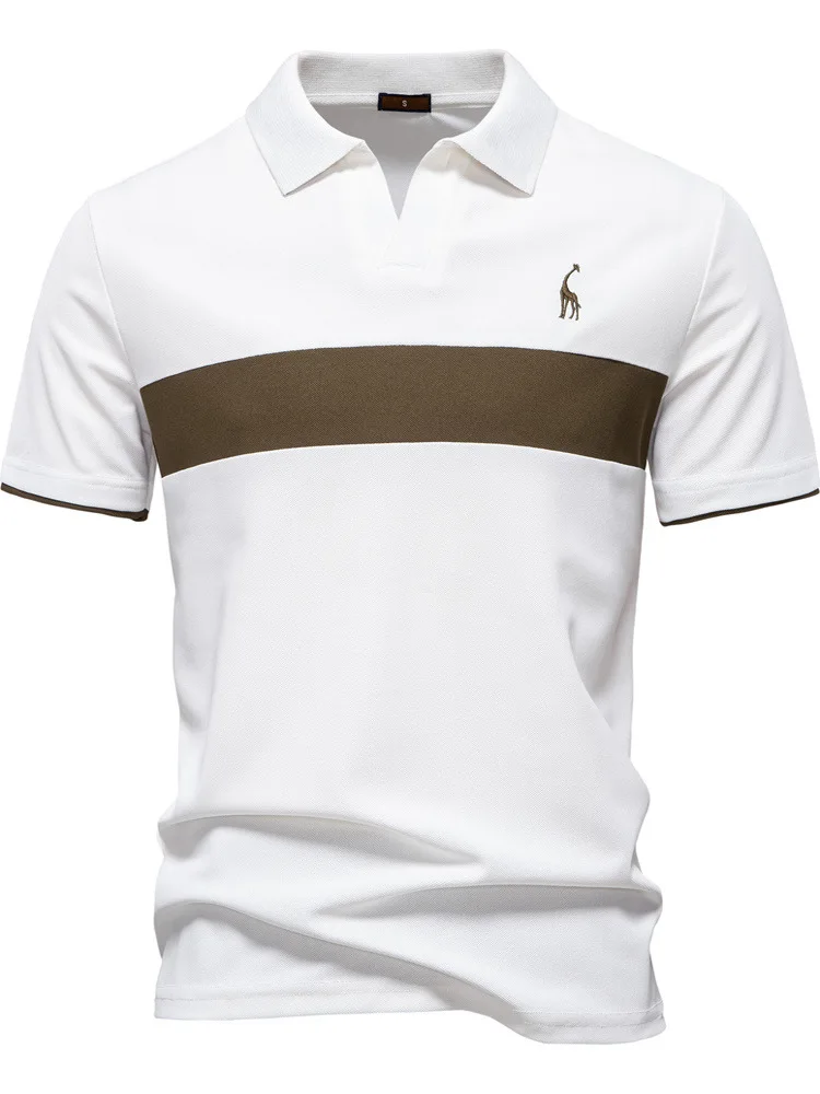 Novedad de verano, camiseta a rayas con cuello Faion para hombre, ocio, corte entallado, ort Sve Busin, ropa informal urbana para jóvenes