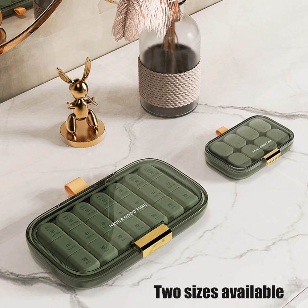 Portable 7-Day Weekly Pill Organizer Removable 3 Times a Day Travel Separate for Vitamins Fish Oil Nutritional Supplements