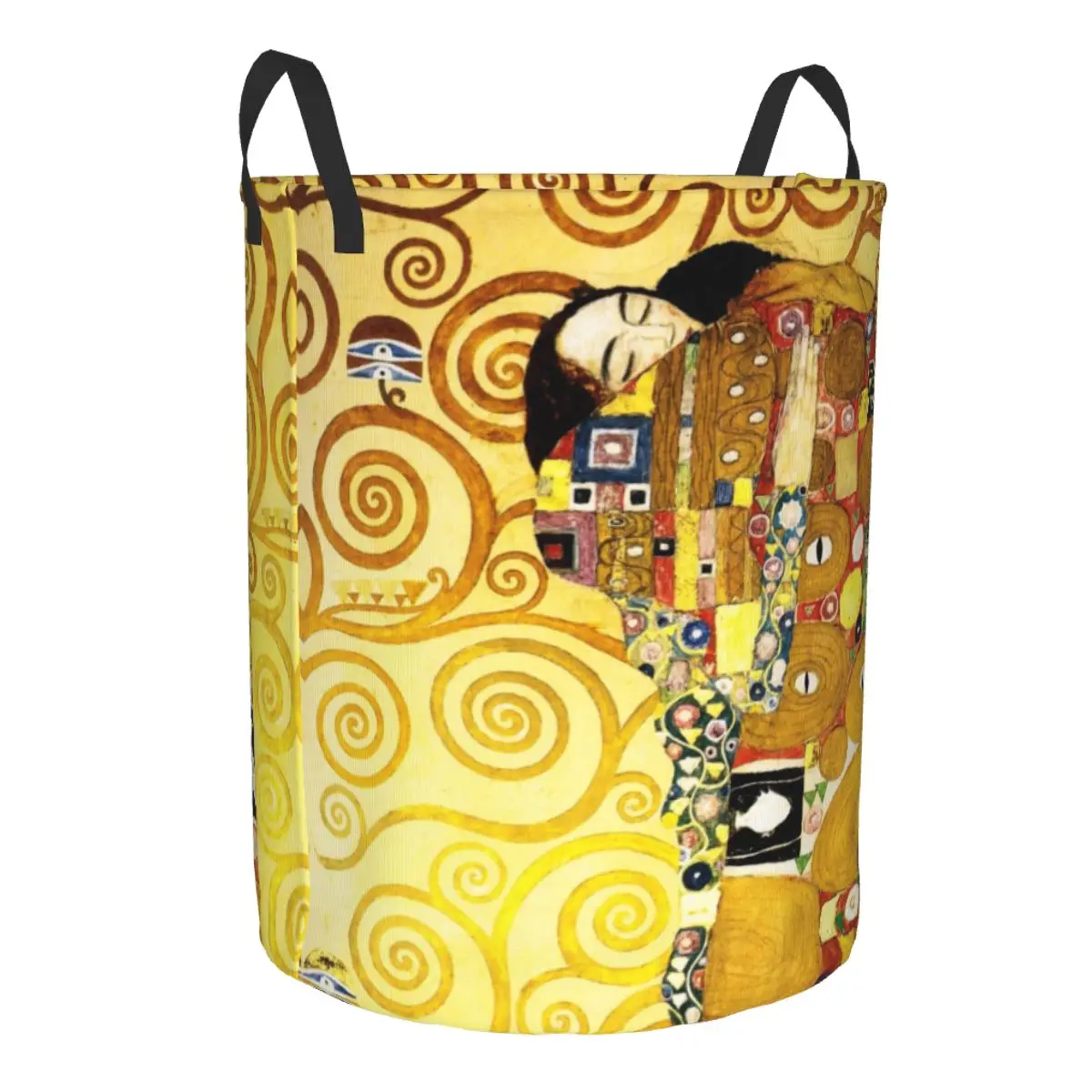 Custom Gustav Klimt The Embrace Laundry Basket Foldable Large Capacity Clothing Storage Bin Painting Art Baby Hamper