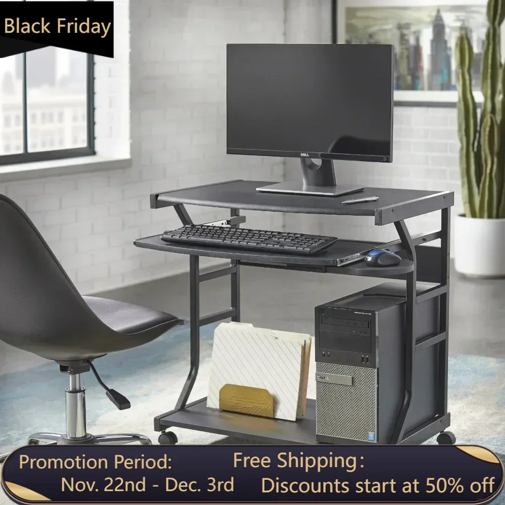 Black Finish Table Computer Desks Berkeley Rolling Computer Workstation Desk Room Desk to Study Furniture Pliante Reading Gaming