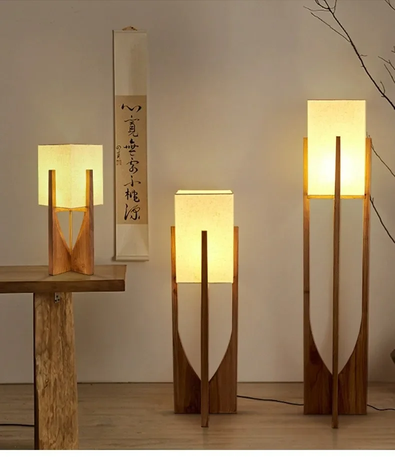 Nordic Wooden Designer Floor Lamps, Solid Wood Luminarias for Bedroom Bedside, Parlor, Sofa Side, Teahouse, Restaurant, Hotel