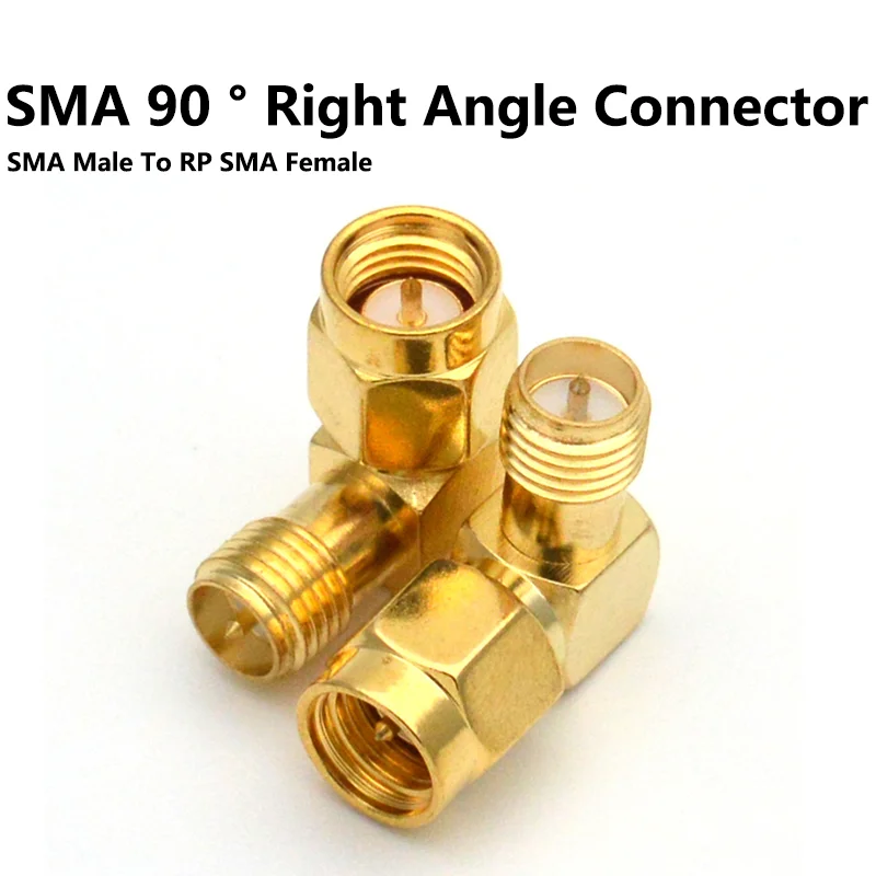 5/20PCS 90° Right Angle SMA Connector Gold-plating RP SMA Male to RP SMA Female Adapter for WIFI Antenna/FPV RF Converter