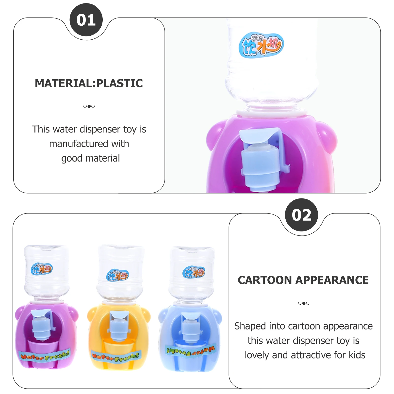 

4 set Simulated Beverage Machine Kids Water Dispenser Mini Fountain Toy for Play Kitchen Bedroom Restaurant Cartoon for Children