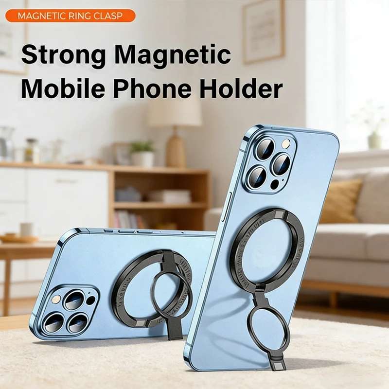 Cellphone Magnetic Finger Ring Holder for MagSafe Portable Mobile Phone Magnet Folding Bracket Removable Stand for iPhone 17 16