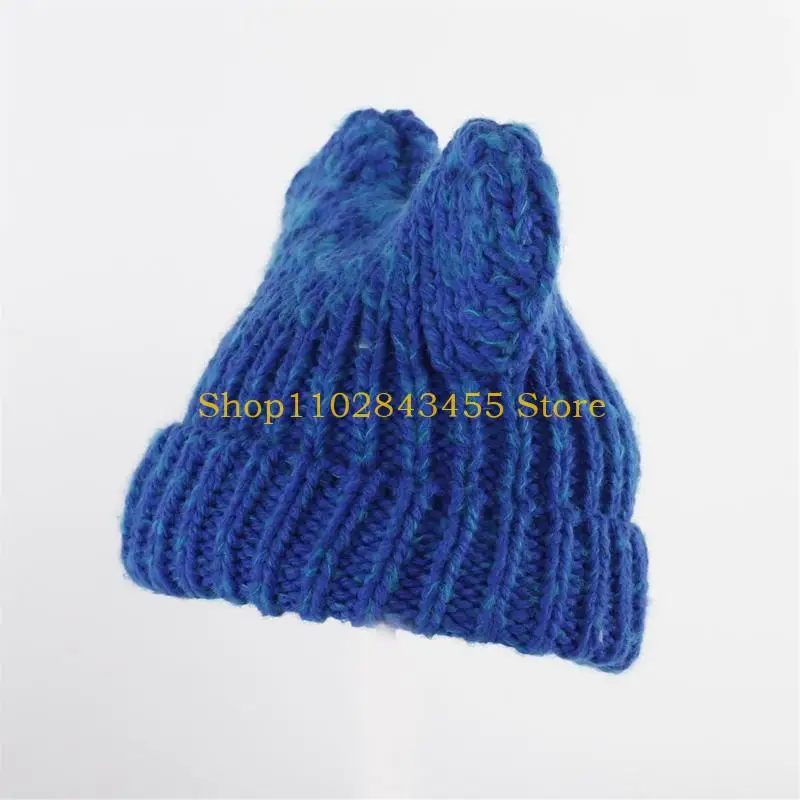 

49MC Большая шапка с медведем для зимы с вязаными ушками Зимняя шапка для горячих девочек Y2K Girls