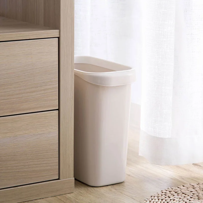 Bathroom Kitchen Trash Can Bedside Narrow Seam Waste Bin Space Saving Dustbin Garbage Bucket Plastic Recycling Bin Waste Basket