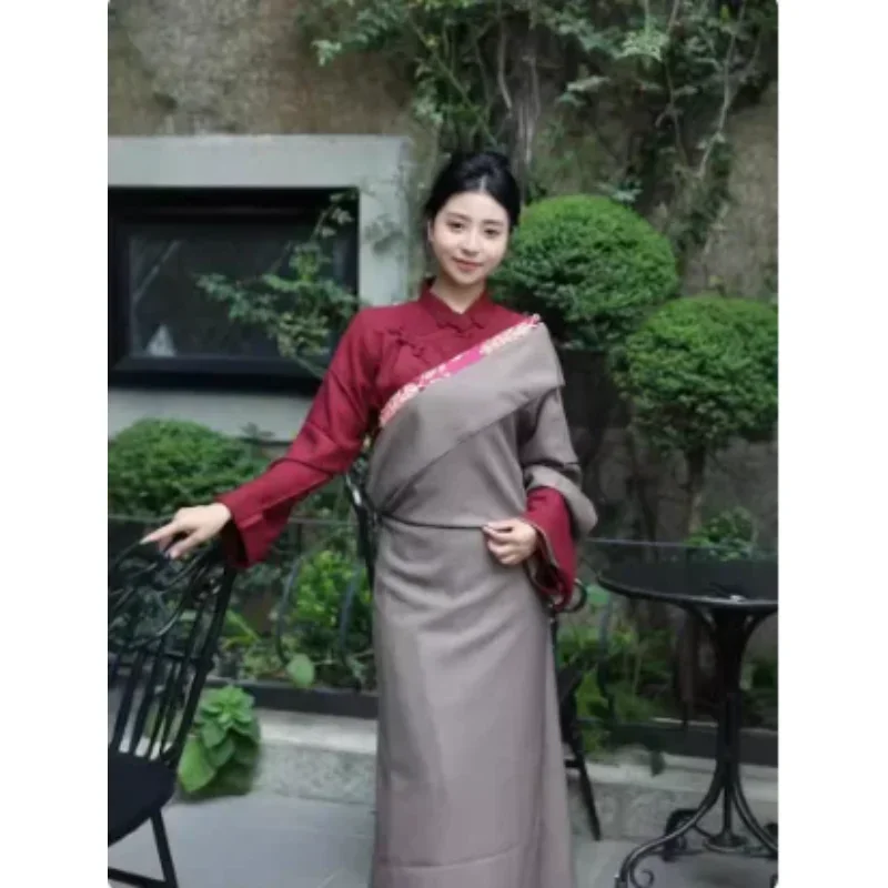 Xizang-Ensemble de robe tibétaine en dentelle pour femme, Kangba chinois