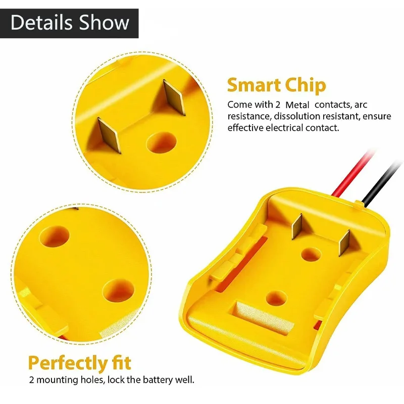 Adaptador DIY para Dewalt, Bateria de lítio 18V 20V com fusível, Adaptador de rodas 12AWG Power para DEWALT DCB205 DCB206 para RC Car Robotics