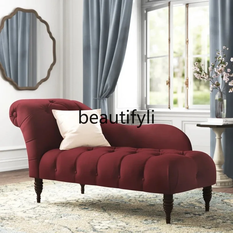 

Nordic Minimalist Bedroom Chaise Lounge American Light Luxury Velvet Beauty Couch Modern Chaise Lounge Sofa