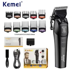 Kemei KM-1858 Professional Commercial Electric Hair Clippers Barber DLC Blade Cutting Machine Rechargeable Men's Hair Trimmer