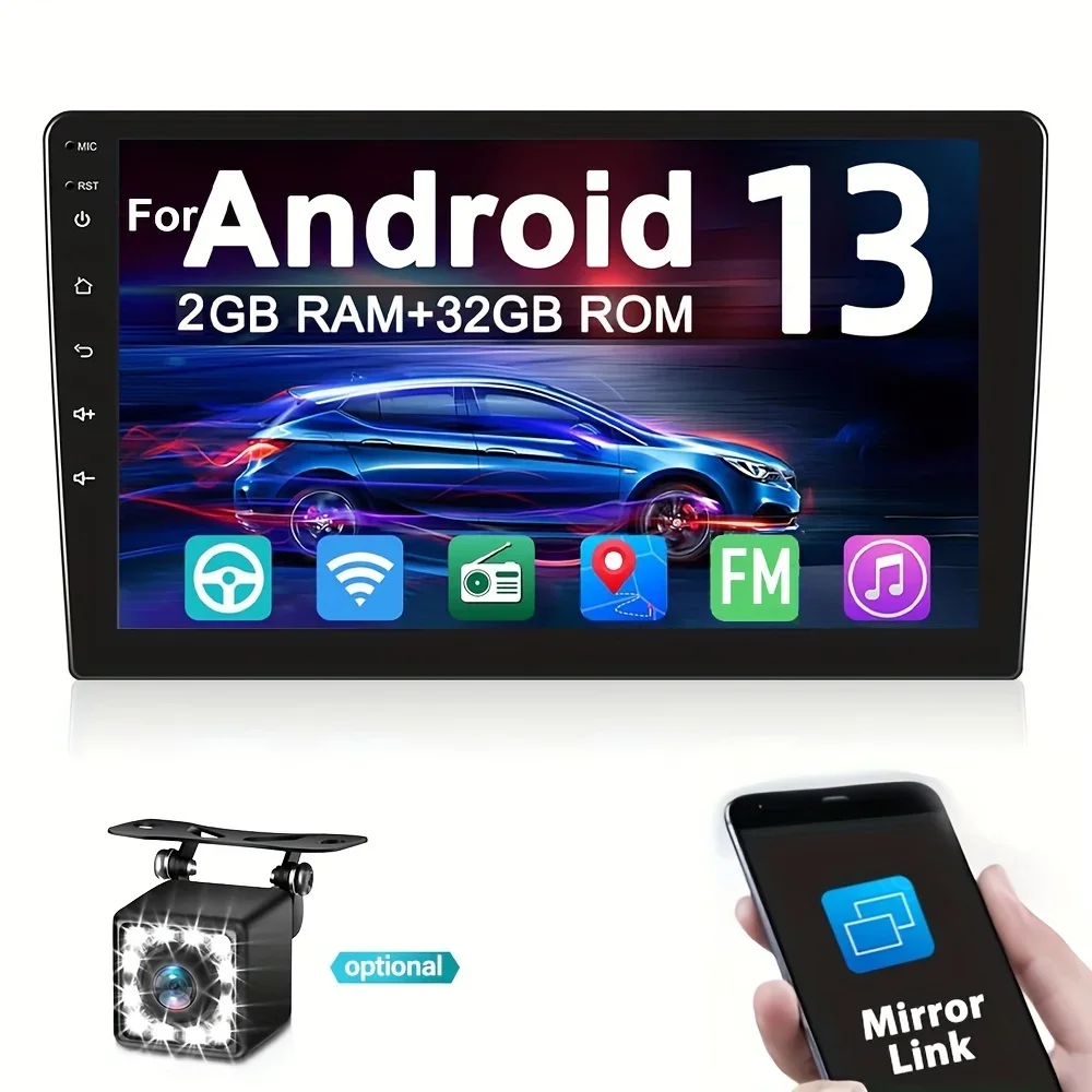 

Double Din Android 13 Car Stereo with Advanced GPS Navigation, 10.1-Inch HD Touch Screen, Mirror Link, Bluetooth, FM/RDS Radio,