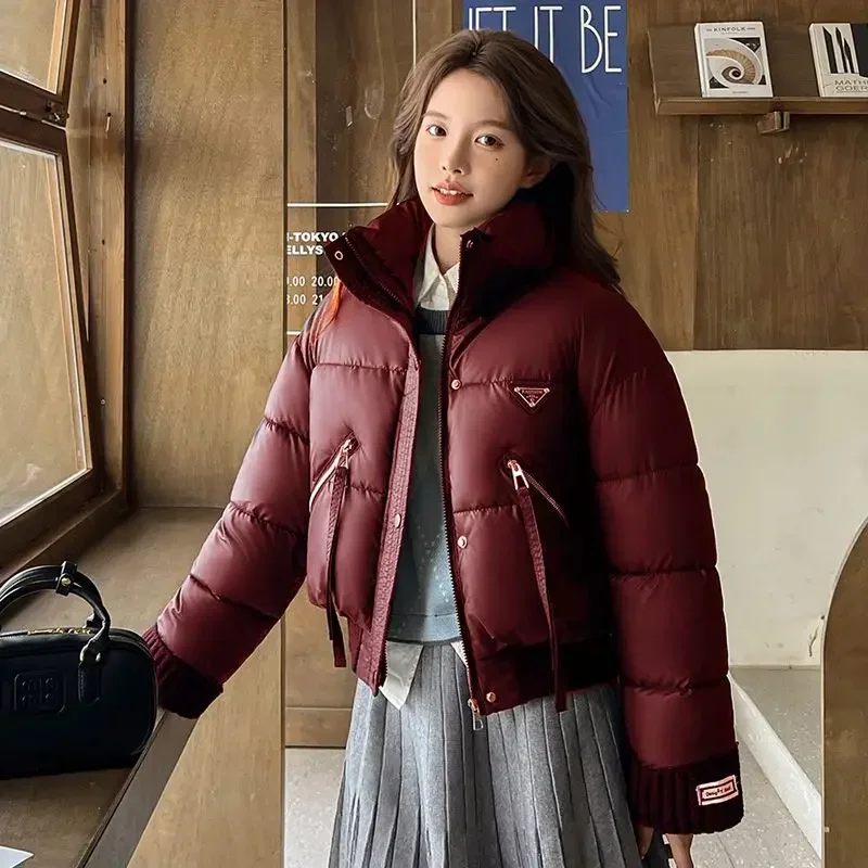 Quilted Coats for Women Solid Color Cotton Jackets Padded Zip-up Luxury Korean Style Clothing Parkas Woman Modern Thick Offers