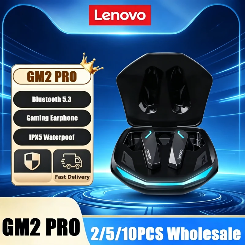 5PCS Original Lenovo GM2 Pro TWS Wireless Headphones Sliding Cover Gaming Earphone Bluetooth 5.3 Sport Earbuds Music Headsets