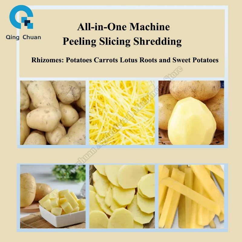 Potato Cleaning Peeling and Cutting Machine Slicing Potato Chips Sweet Potato Taro Toot Peeling Machine