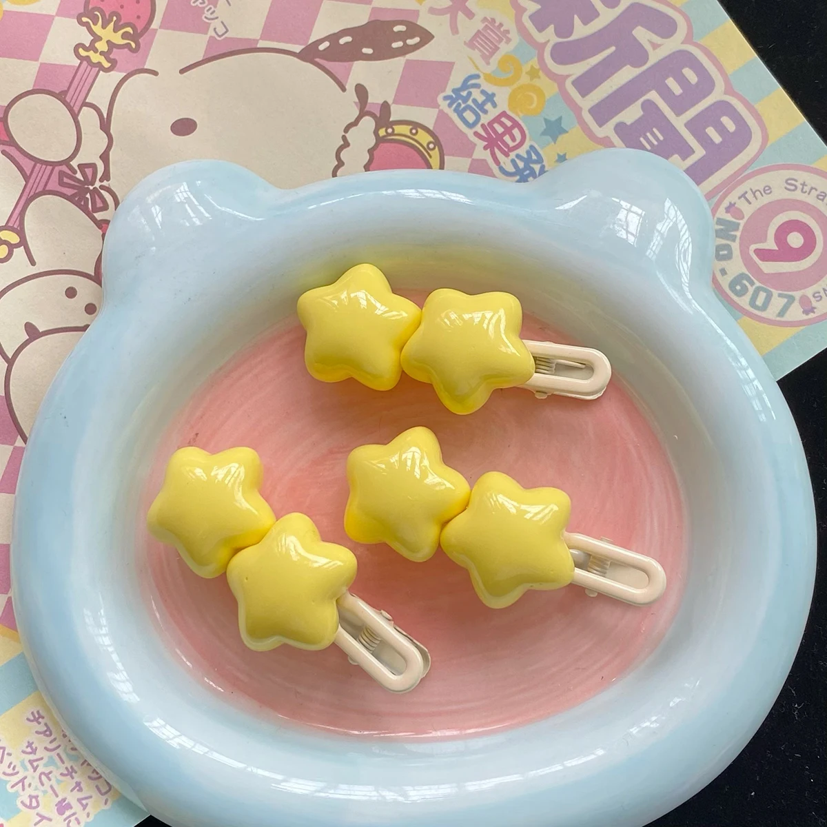 

1Pcs New Solid Yellow Star Hair Clip Alloy Barrettes Star Hairpin Duckbill Clip For Girls Women Accessories