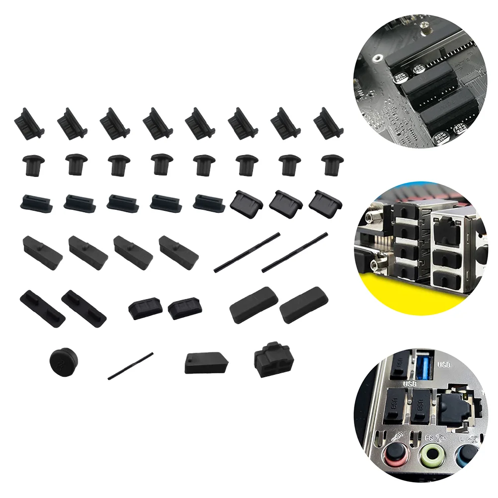 24 Pcs Motherboard Dust Plug Computer Protector Anti Port Stopper Silicone Cover Interface Soft Rubber