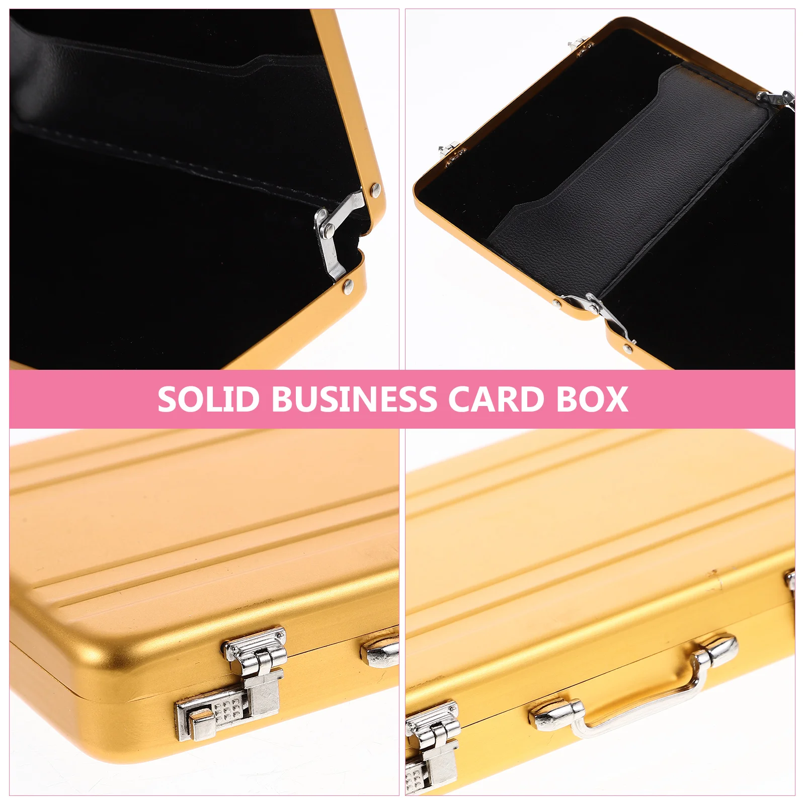 Kotak Kartu Nama Profesional dari Logam, Organizer Kartu Indeks, Wadah Kartu dengan Tutup Aman, Kapasitas Besar, Penyangga Foto Meja, untuk Kantor