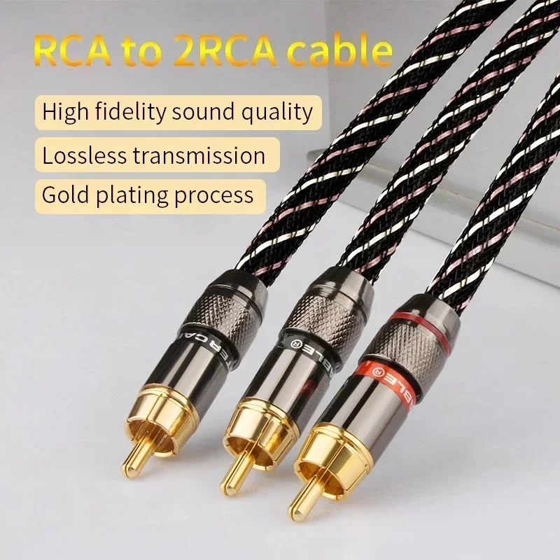 RIIEYOCA Cavo Splitter RCA A Y Da 0.3m – 2 Connettori Maschio, Placcatura Oro 24K, Per Subwoofer E Amplificatori - 4