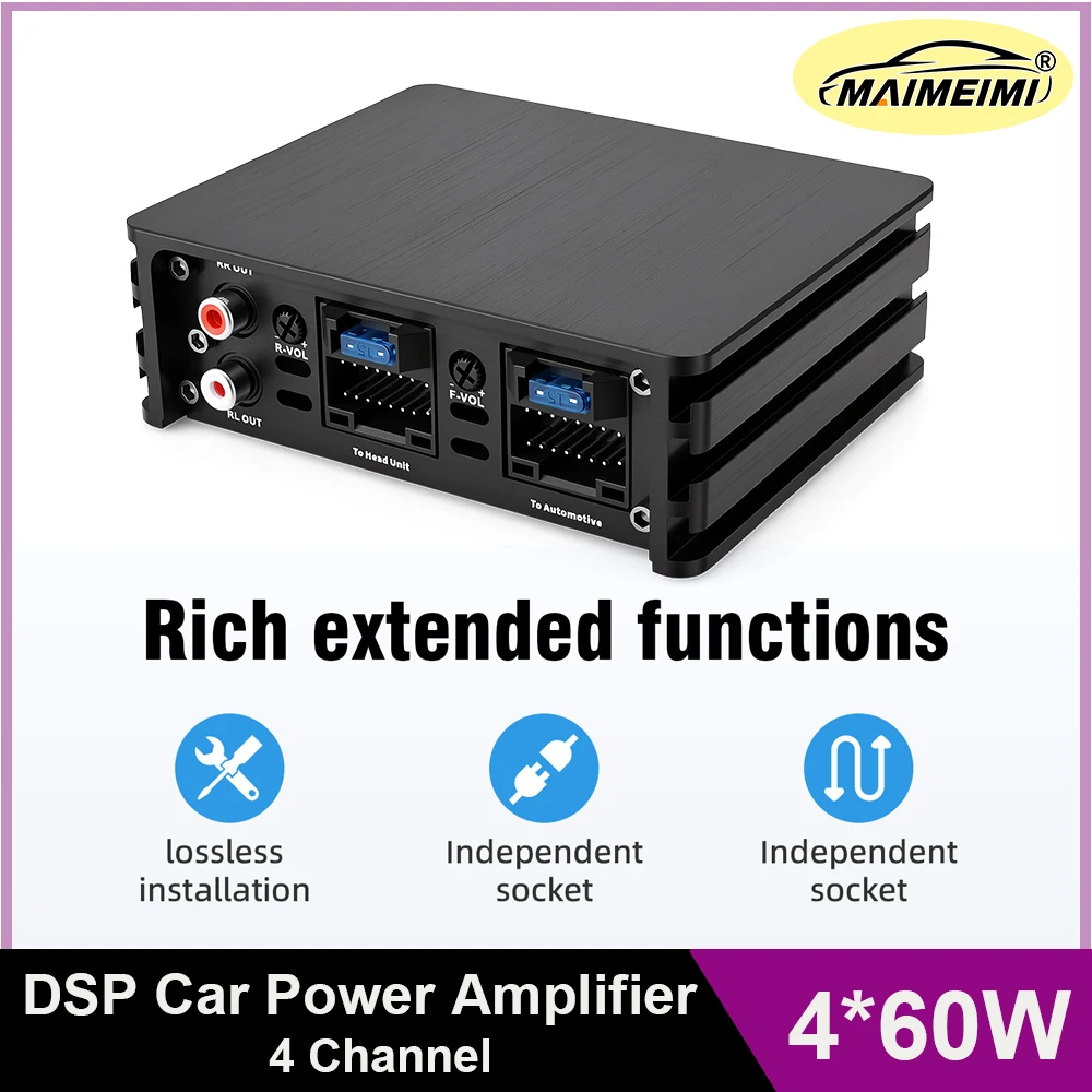 Class AB 4*60W Car Power Amplifier Non-Destructive For Android Devices Amp Installation DSP Electronics Stereo Amplifer 4channel