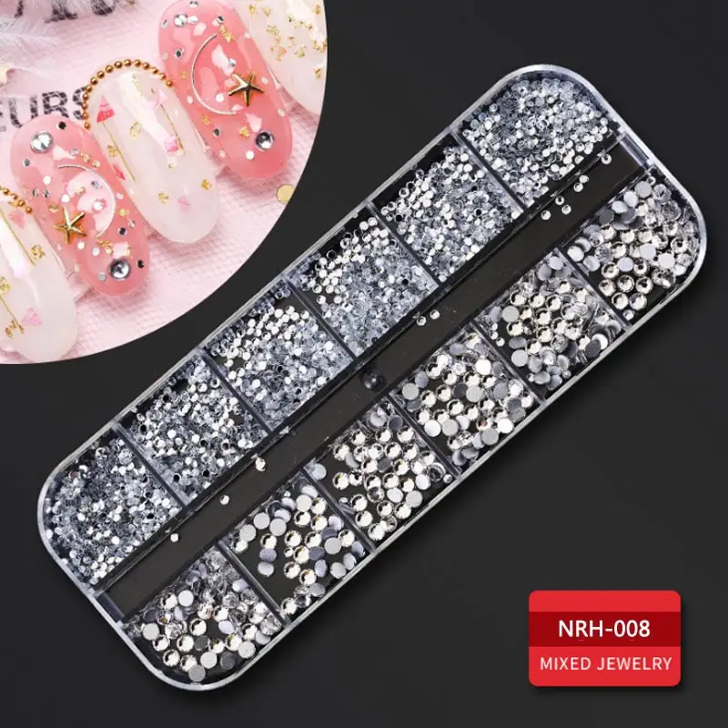 New Nail Art Decorations 3D Crystal AB Rhinestone Nail Stones Gems Pearl DIY Gold Silver Rivet Nails Jewelry Accessories