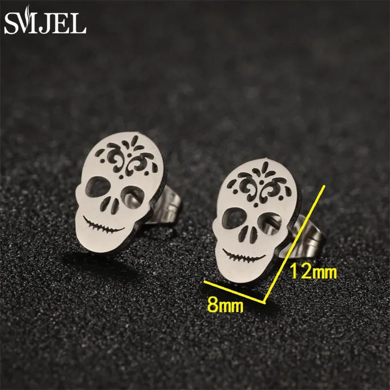 Multiple Stainless Steel Stud Earrings for Women Men Funny Ghost Earings Skull Pumpkin Bat Lightning Ear Hallowmas Jewelry Gift