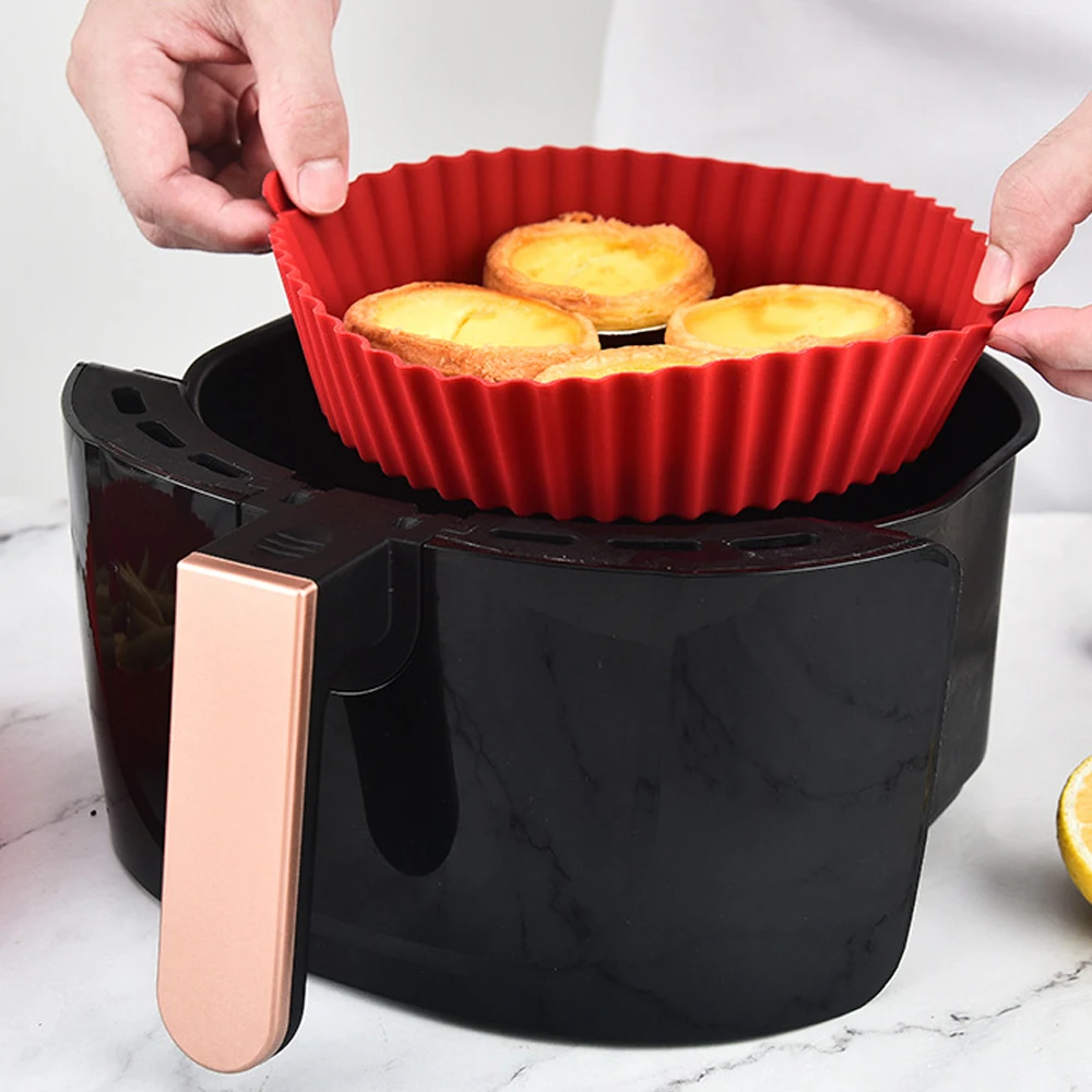 Round Air Fryers Oven Baking Silicone Tray Fried Chicken Basket Mat Air Fryer Silicone Pot Grill Pan Kitchen Accessories